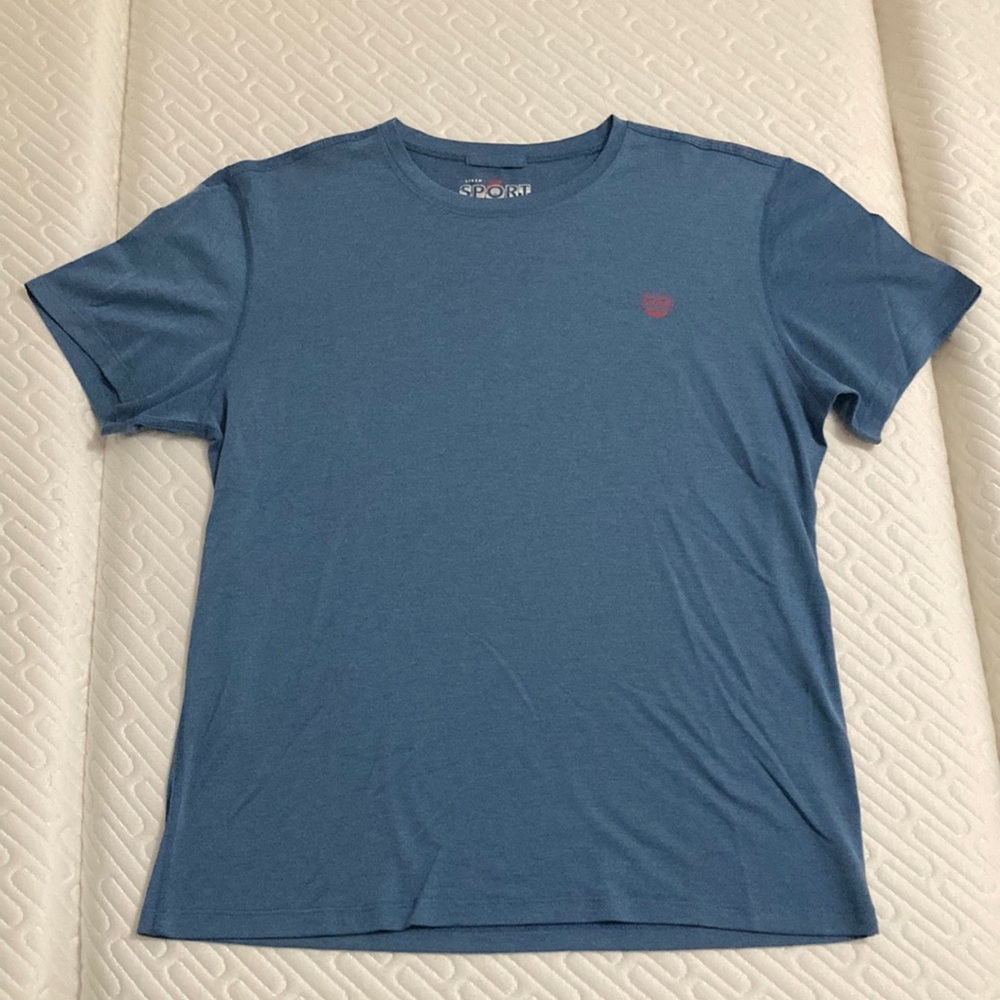 Marine Layer Air Crew Tee Cloud Blue Red Logo Medium